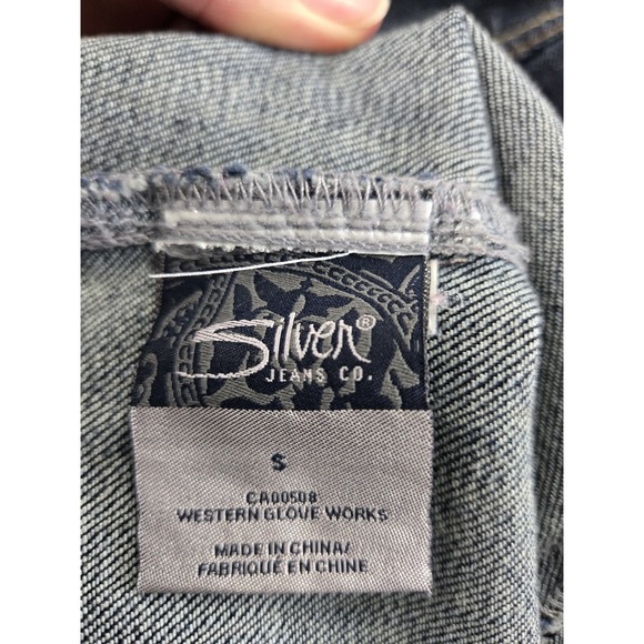 Silver Jeans Co Vintage Americana Distressed Patty Denim Jean Jacket Women Small - Picture 8 of 9